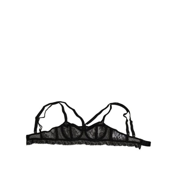 Dolce & Gabbana Black Floral Lace Nylon Balconcino Bra Women's Underwear